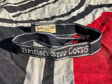 WW2 German Cuff Title of the British Free Corps (Alleged SS Volunteer Unit), with RZM/SS Paper Tag