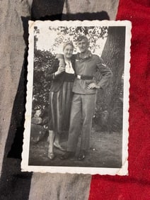 WW2 German Portrait of a Soldier and Companion, ca. 1940s