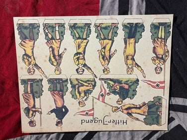 WW2 German Hitlerjugend (Hitler Youth) Paper Cut-Out Sheet — Propaganda Toy Ephemera (c.
