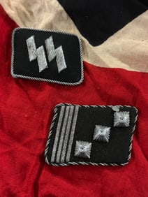 Pair Of WW2 German Waffen SS Collar Tabs With RZM Paper Tag