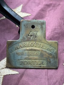 Slave Hire Tag, “Porter?? – Charlotte, North Carolina (1856)