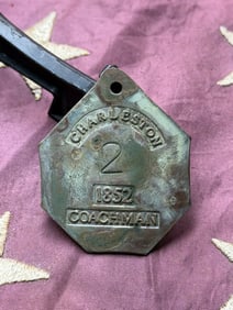 Charleston “Coachman?? Slave Hire Tag, No. 2 (1852)