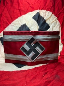 WW2 GERMAN MULTI PIECE CONSTRUCTION HJ HITLER YOUTH ARMBAND WITH RZM PAPER TAG