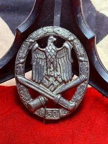 WW2 German Army General Assault Badge with “50?? Combat (Allgemeines Sturmabzeichen mit