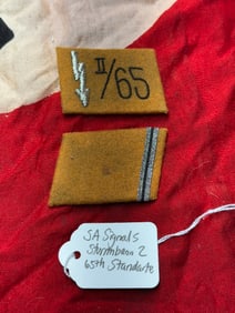 WW2 German SA Signals Collar Tabs, Sturmbann II/65