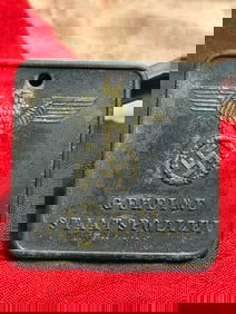 WW2 German Identification Plaque of the Gestapo (Secret State Police), Dachau
