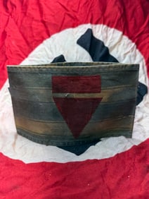 WW2 German Prisoner Identification Armband (Inverted Red Triangle), Nazi Concentration Camp System