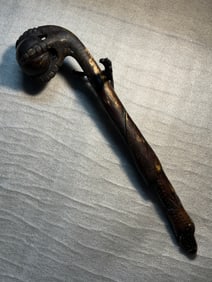 1800's Native American Carved Effigy Pipe War Ball Club (Attributed), Plains Peoples (Sioux/Lakota)