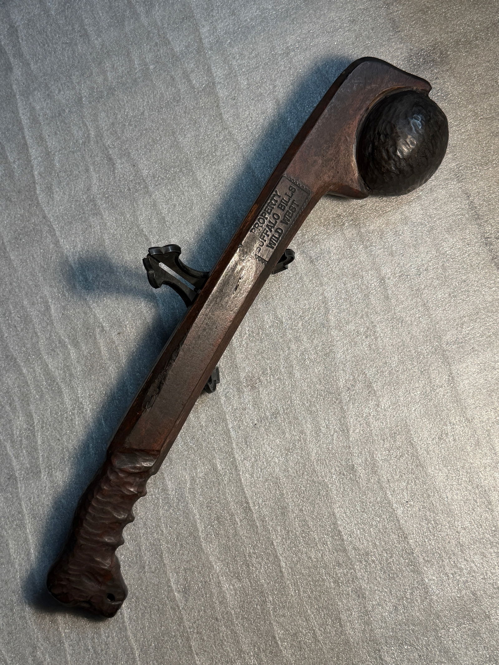 Ultra Rare 1800's Buffalo Bill’s “Wild West?? Presentation War Ball Club: This carved wooden club, marked “PROPERTY / BUFFALO BILL’S / WILD WEST,” is an evocative artifact from the era of William F. “Buffalo Bill” Cody’s famous traveling Wild West exhibi