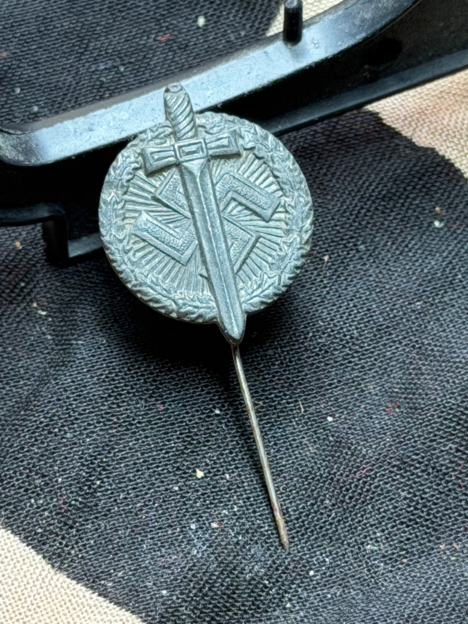 WW2 German Nazi Era German NSKOV donation lapel pin: This lapel pin is identified as a Nazi-era NSKOV donation pin, issued by the Nationalsozialistische Kriegsopferversorgung (NSKOV), the National Socialist organization responsible for the care and welf
