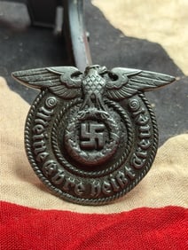 WW2 German Police Cap Eagle and Wreath Insignia (Polizei Hoheitsabzeichen), Third Reich Period, c.