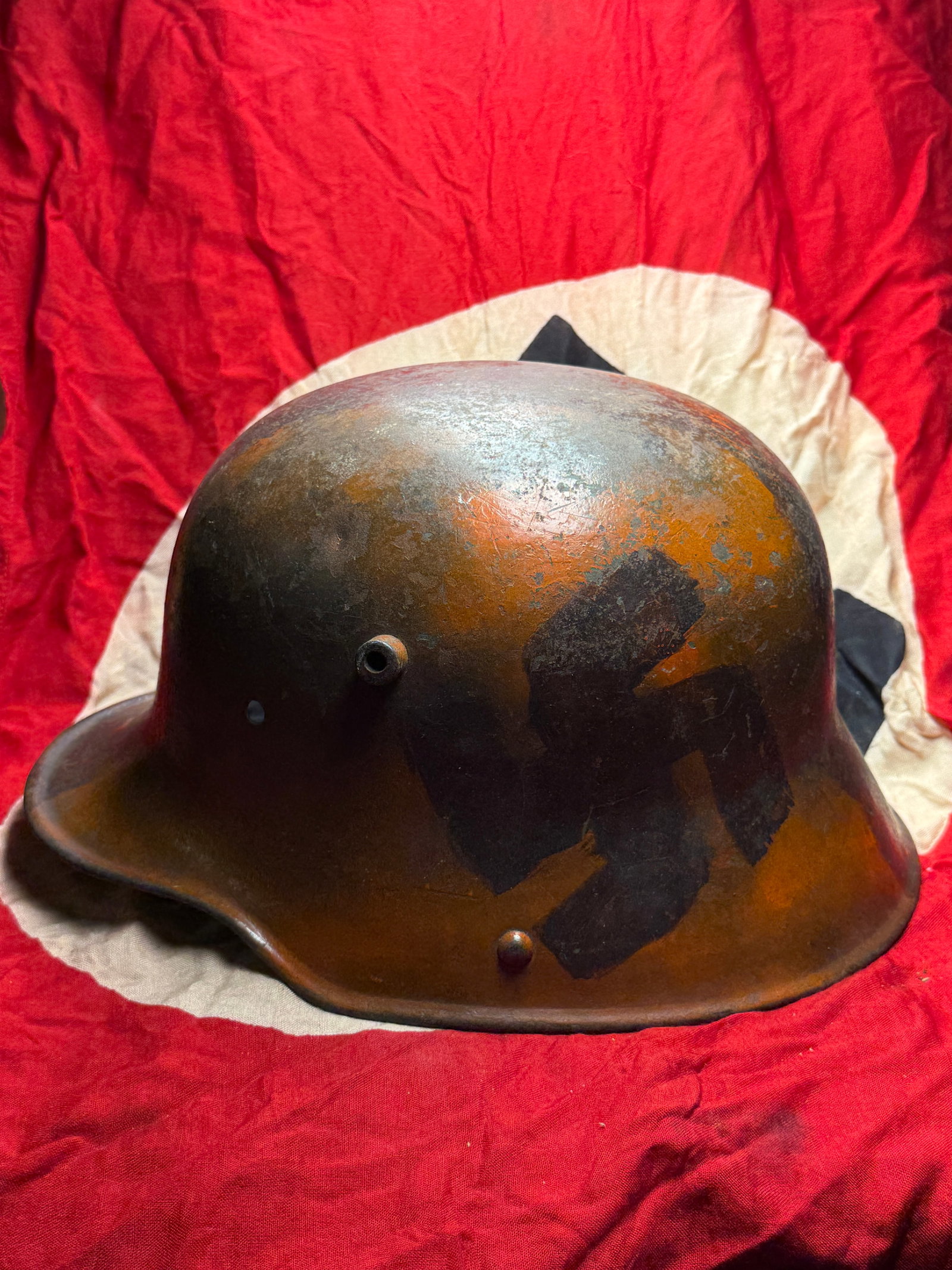 German Steel Combat Helmet (Stahlhelm), Model 1916/1917, First World War With WW2 Use Markings (1 of 7)