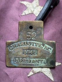 Charlotte, North Carolina “Servant?? Slave Tag Identification Tag, 1841
