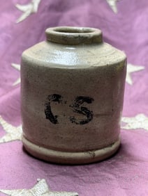 Civil War Era Stoneware Inkwell Marked “CS?? – Confederate States Attribution