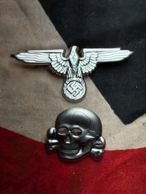 WW2 German SS Cap Insignia Set: Eagle and Totenkopf (Death’s Head)