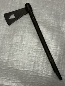 19th Century Native American Iroquois Trade Axe / Pipe Tomahawk with Heart Cutout Head