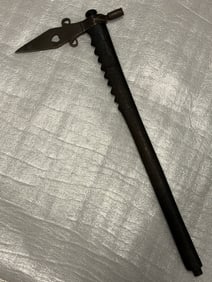 19th Century Native American Trade Pike / Spontoon with Heart Cutout & Wooden Shaft