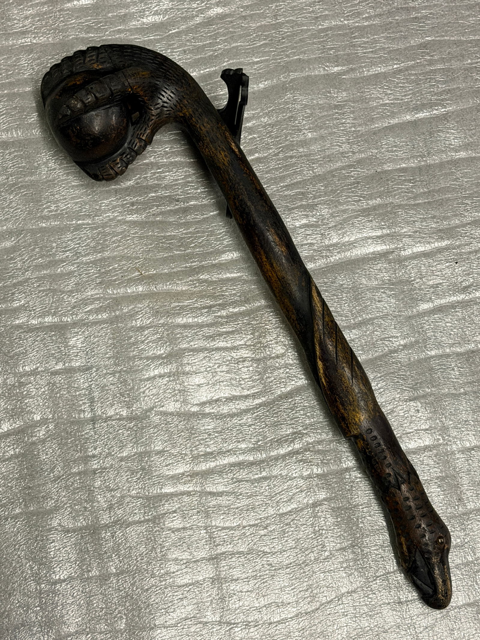 1800's Native American Carved Wooden War Club with Eagle Head & Claw Motif (1 of 9)