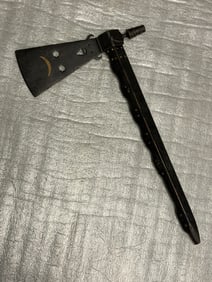 Early 19th Century Decorated Pipe Tomahawk with Forged Head and Wooden Haft