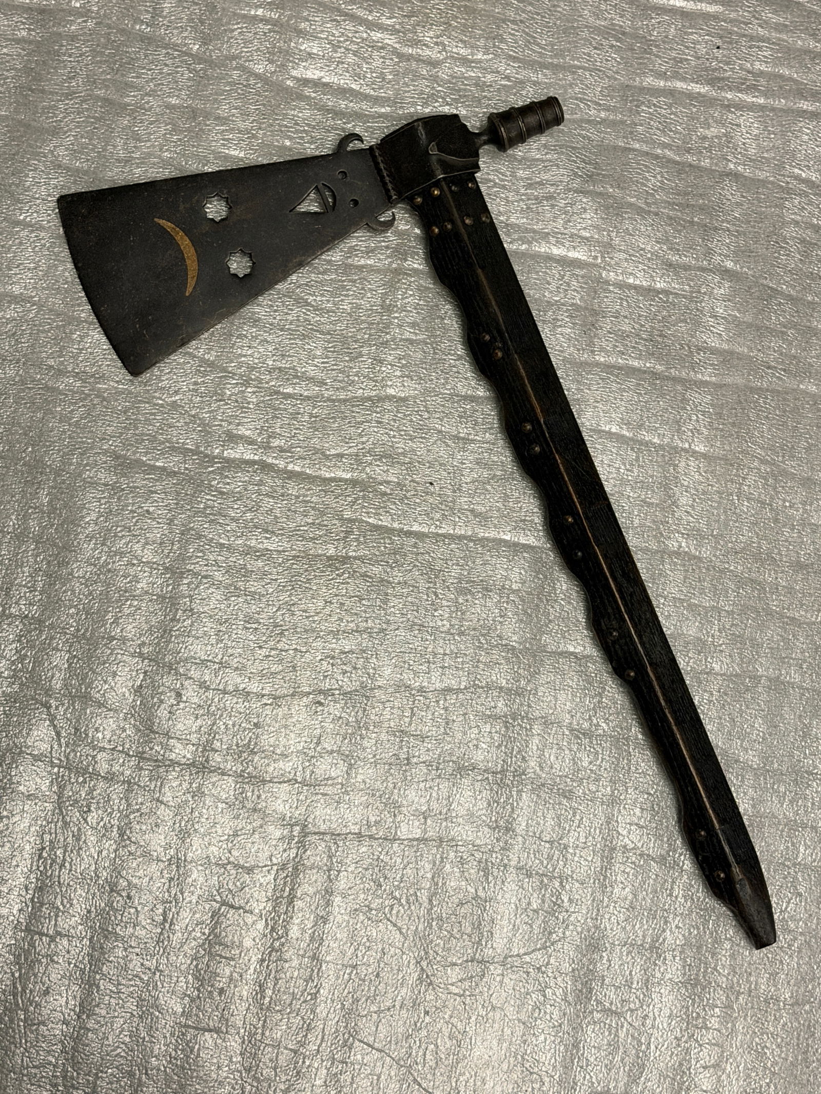 Early 19th Century Decorated Pipe Tomahawk with Forged Head and Wooden Haft (1 of 10)