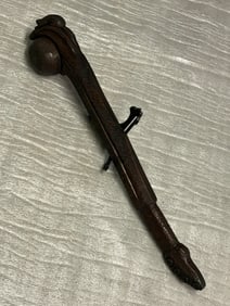 19th Century Native American Wooden War Club with Carved Effigy Head