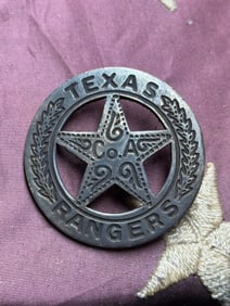 Late 19th century Texas Rangers Company A Badge