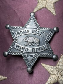 Antique Indian Police “Wind River?? Star Badge – Wyoming Tribal Police, Early 20th Century