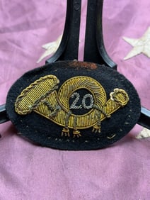 Civil War Era U.S. Cavalry Bugler Insignia – Hand-Embroidered Bullion “20?? Hat Badge By