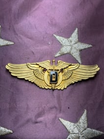 WWII U.S. Army Air Forces Gold Wing Insignia with Center “D?? Device – Vintage Military Badge