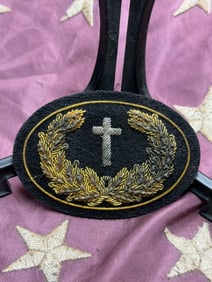 Civil War Era U.S. Army Chaplain Bullion Hat Insignia – Gold Wreath & Silver Cross, John A. Baker