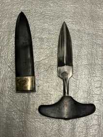 Concealed Edge: Push Dagger with T-Handle and Sheath, Mid-19th Century By Will & Finck