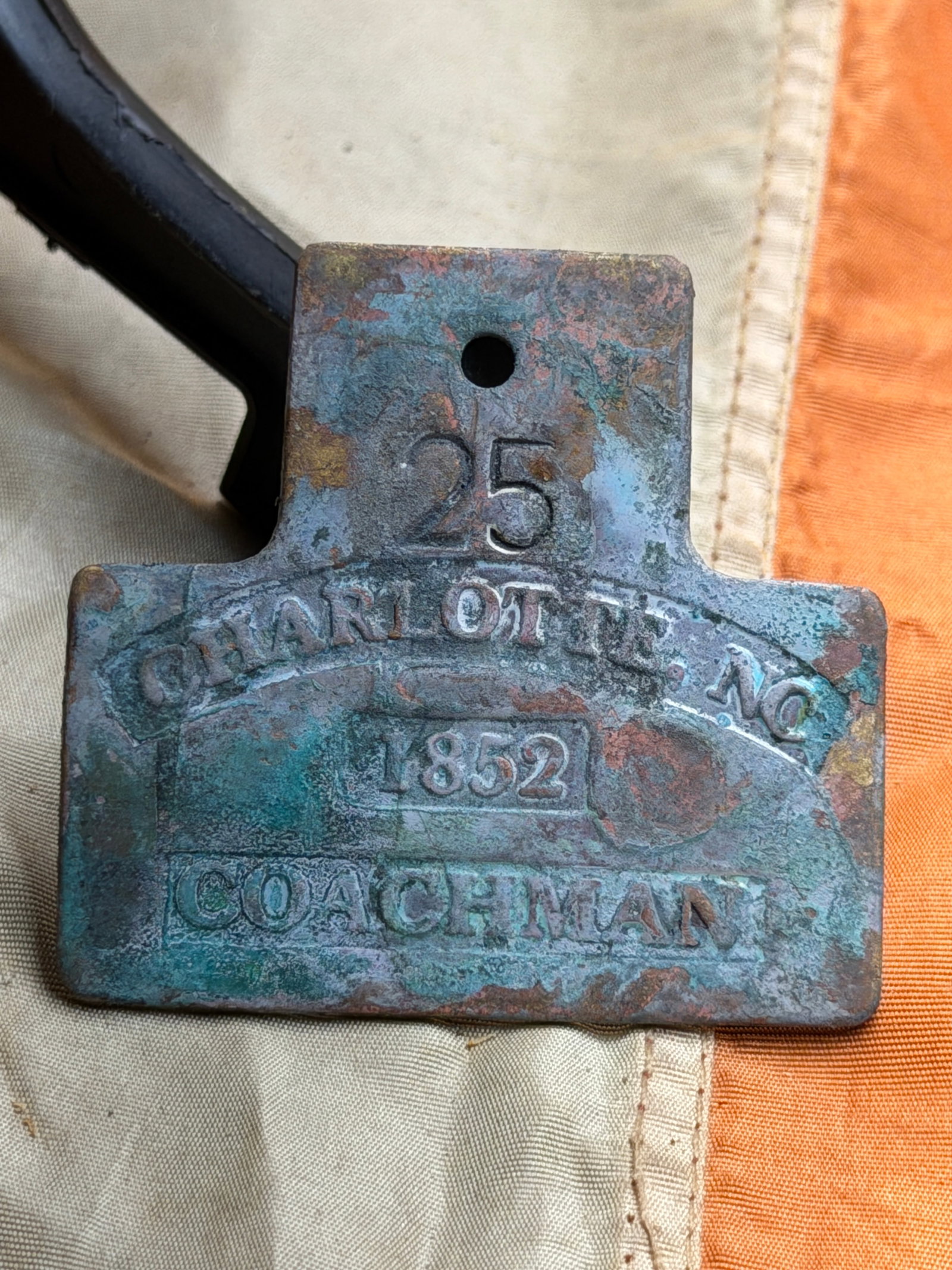 Civil War Charleston Slave Badge, No. 25 (Coachman, 1852) (1 of 3)