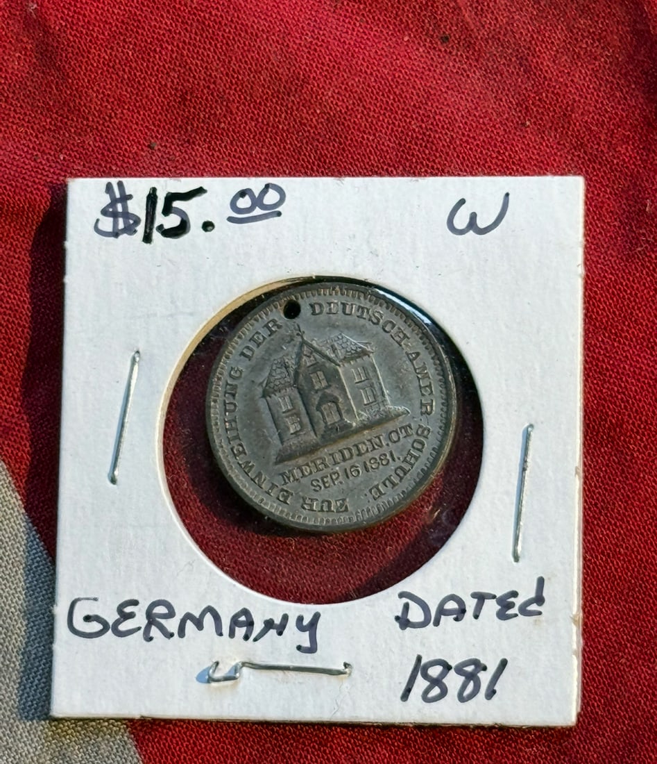 WW2 German Commemorative Token for the Dedication of the National Monument: This small German commemorative token dates to 1881 and was produced to mark the dedication of the Niederwald Monument (Niederwalddenkmal) near Rüdesheim am Rhein. The monument commemorates the unifi