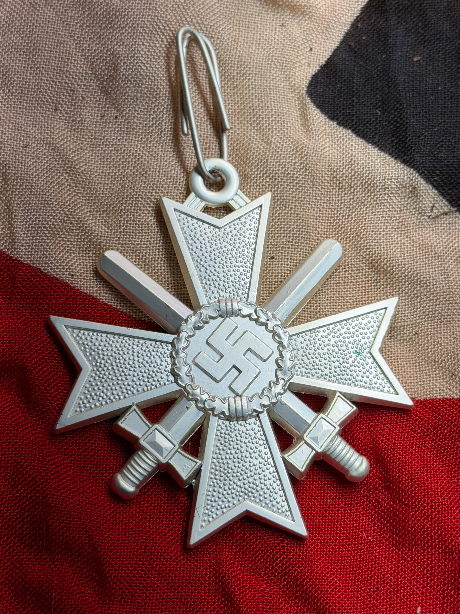 WW2 German Kriegsverdienstkreuz (War Merit Cross), 1st Class with Swords, 1939: This object is a German World War II War Merit Cross, First Class with Swords (Kriegsverdienstkreuz I. Klasse mit Schwertern), instituted by Adolf Hitler in October 1939. The First Class was awarded f