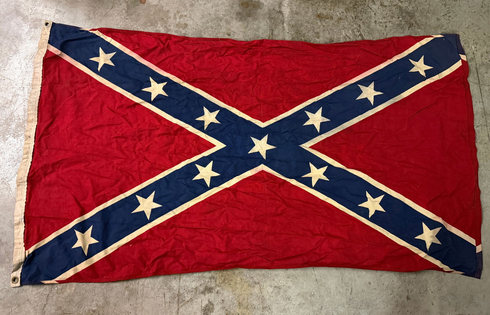 Antique Civil War Confederate Battle Flag Southern Cross Flag, Large Format (1 of 8)