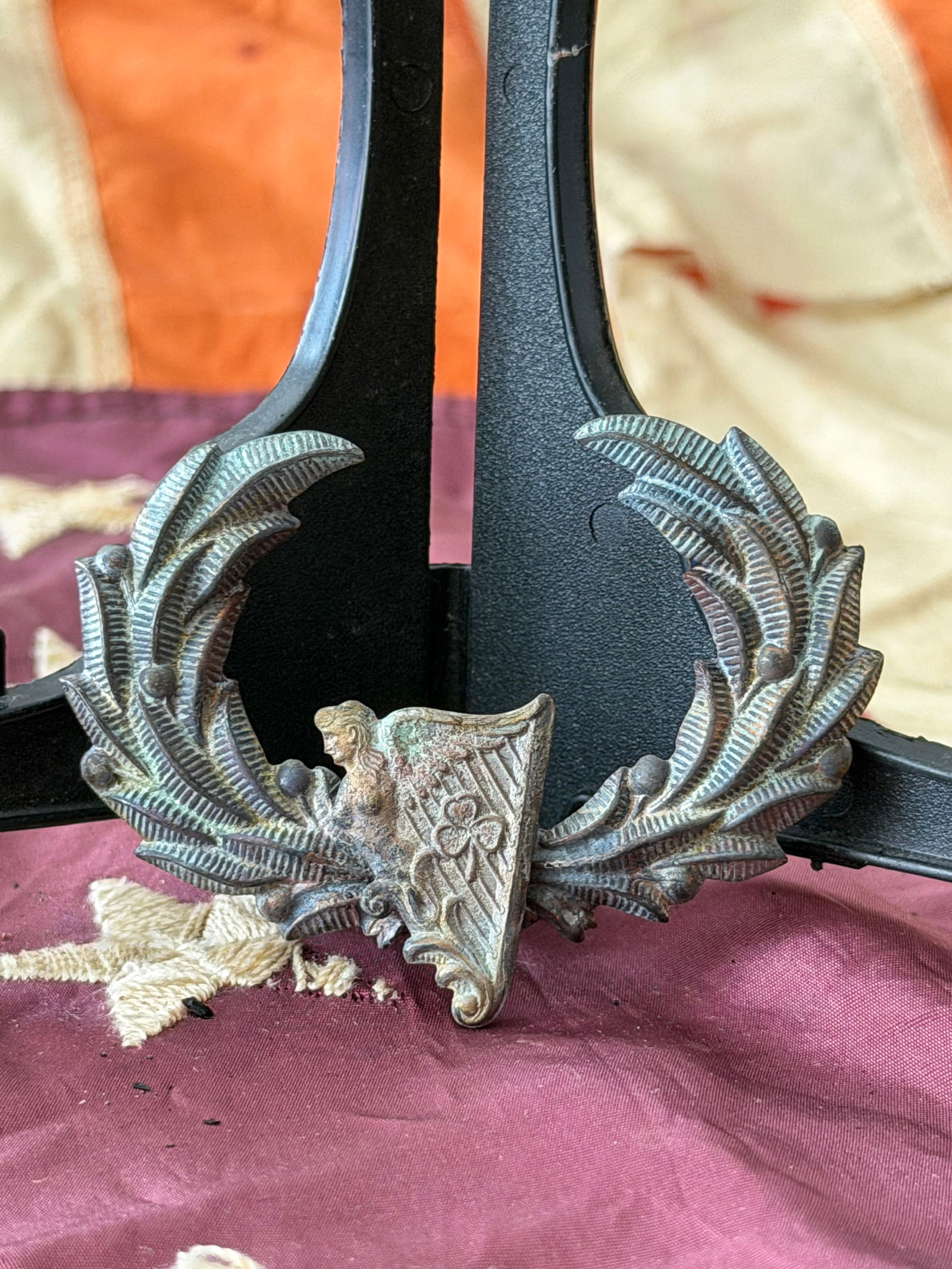 Civil War Union Irish Brigade Headgear Badge Insignia: This headgear badge is associated with the Union Army’s famed Irish Brigade, one of the most distinctive ethnic units of the American Civil War (1861–1865). The badge features a harp—an enduring