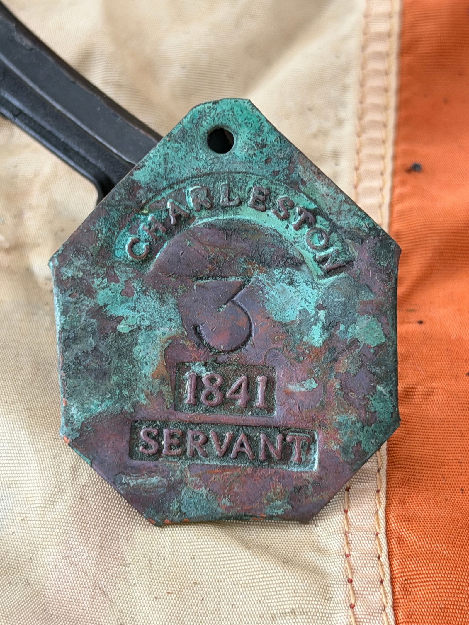Charleston Municipal Servant Badge Slave Tag, No. 3 (1841) (1 of 3)