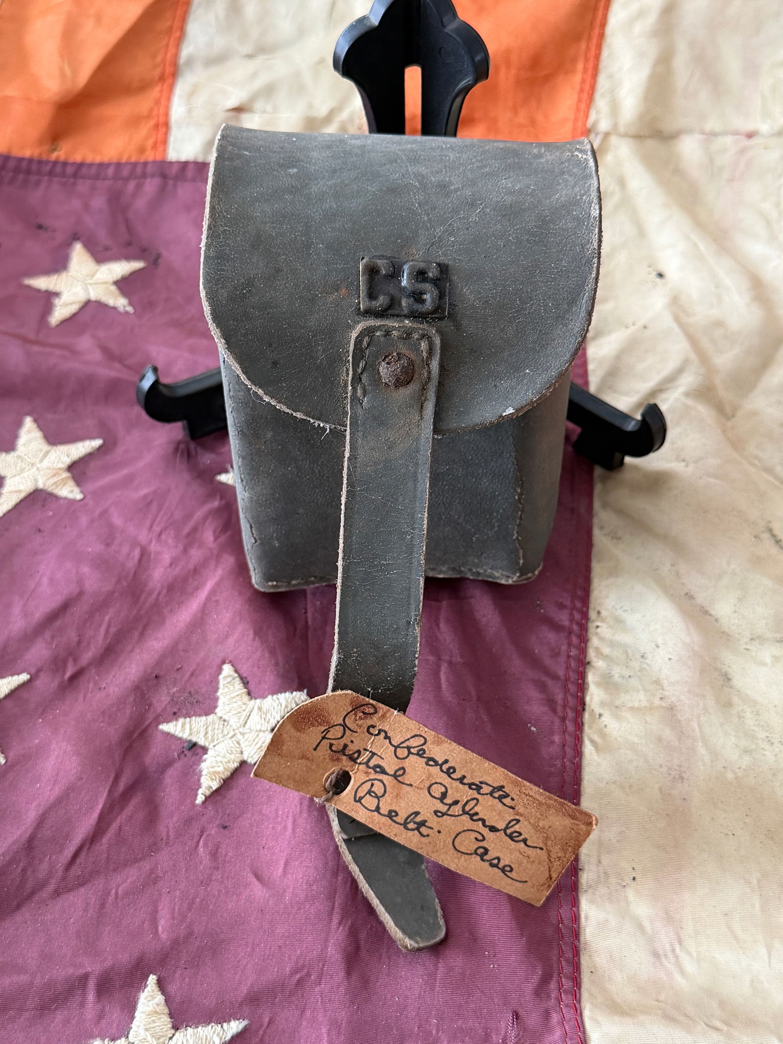 Confederate Artillery Leather Cap Pouch (“CS??), Civil War Era (1 of 7)