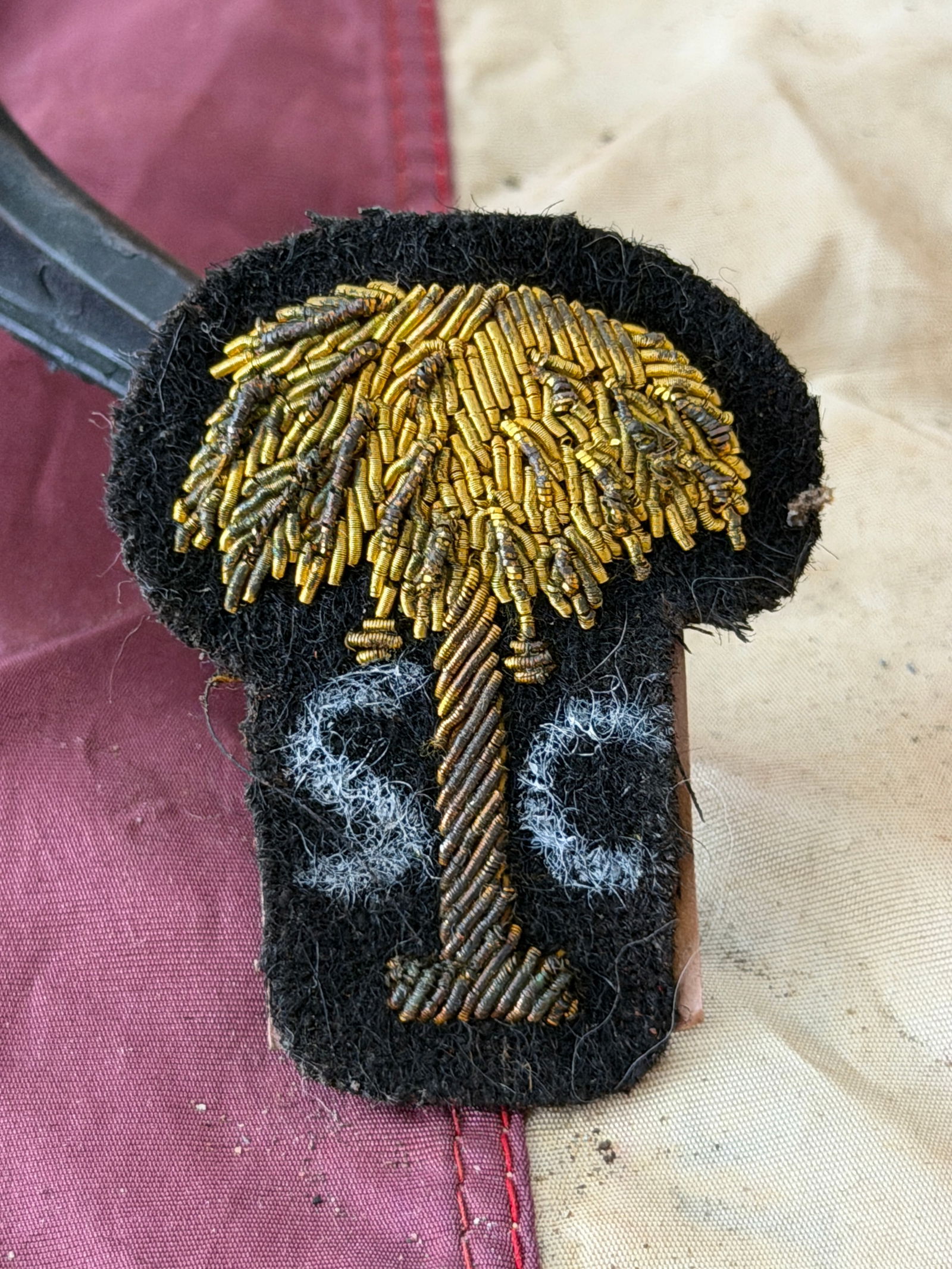 Civil War Confederate South Carolina Palmetto Tree Bullion Cap Badge by J. H. Silverberg, c.: This rare Confederate States Army (CSA) South Carolina headgear badge features the iconic Palmetto Tree, a powerful state symbol closely associated with South Carolina’s Revolutionary and Civil War�