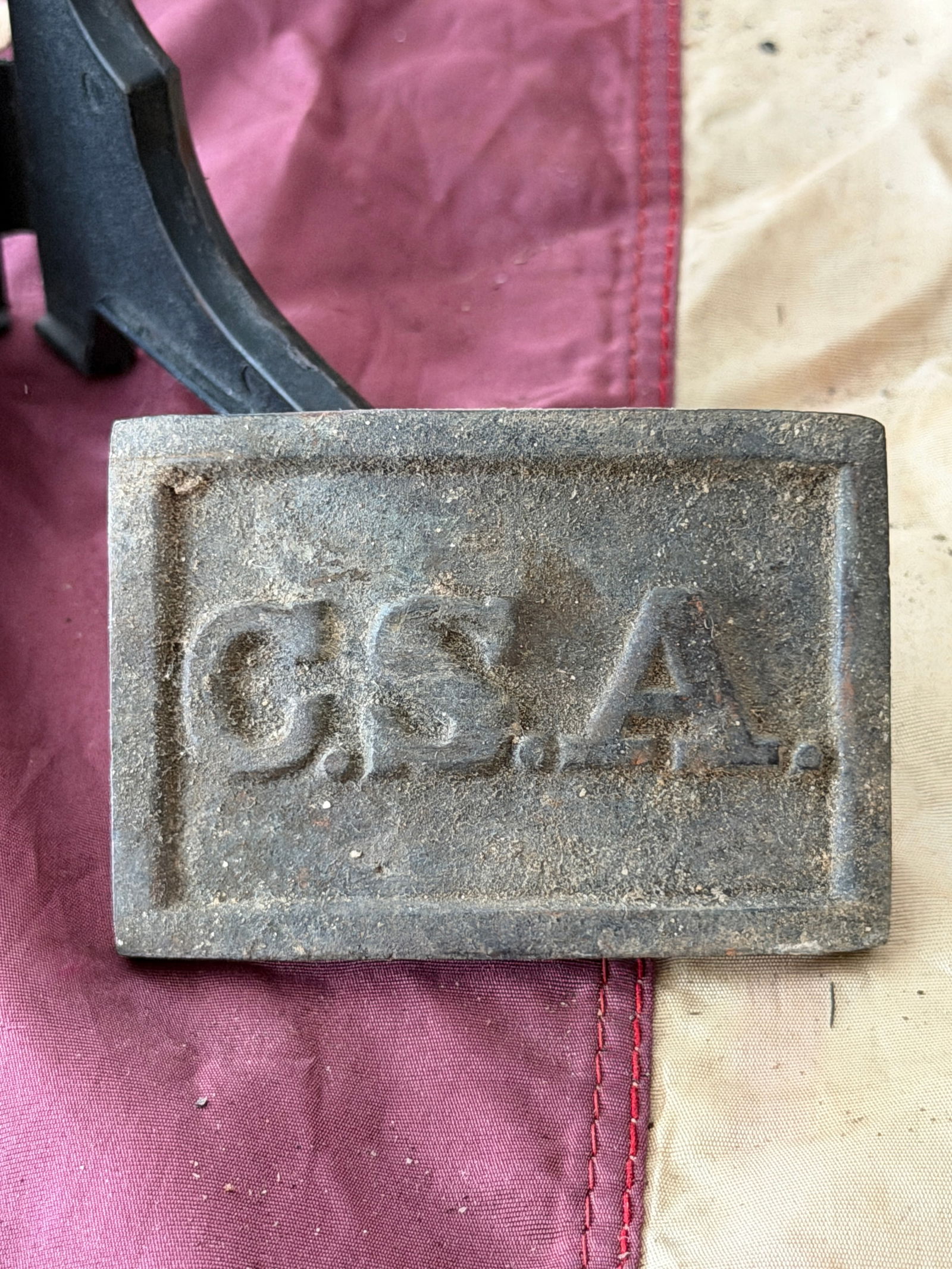 Confederate States Army Belt Plate (CSA), American Civil War: This cast brass belt plate bears the raised initials “C.S.A.”, identifying it as an accoutrement of the Confederate States Army during the American Civil War (1861–1865). Rectangular belt pl