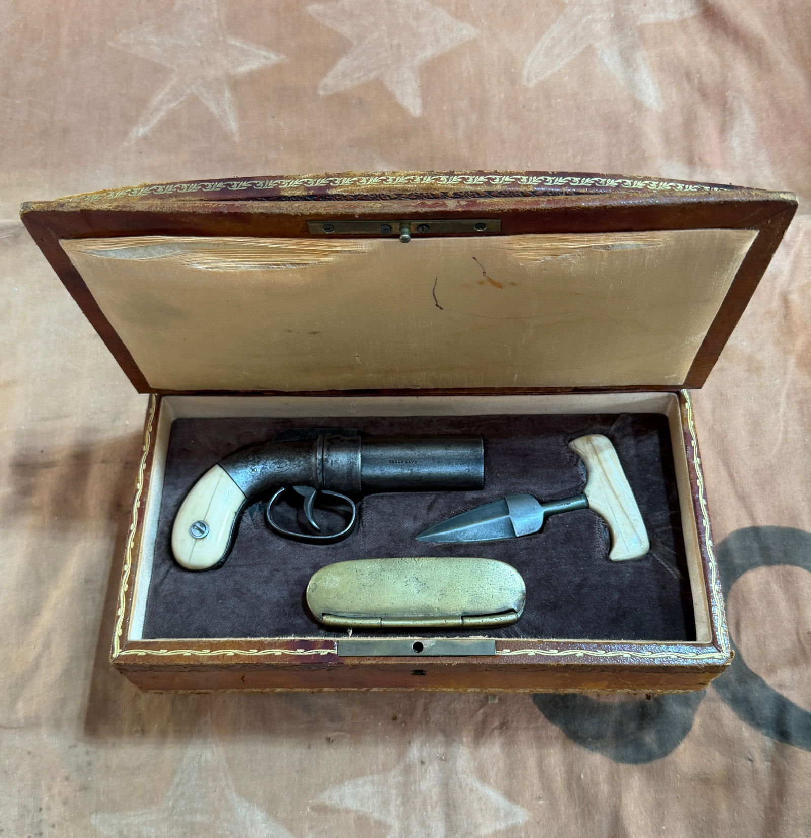 Cased Civil War–Era Percussion Pistol Set with Accessories Attributed To Officer (1 of 10)