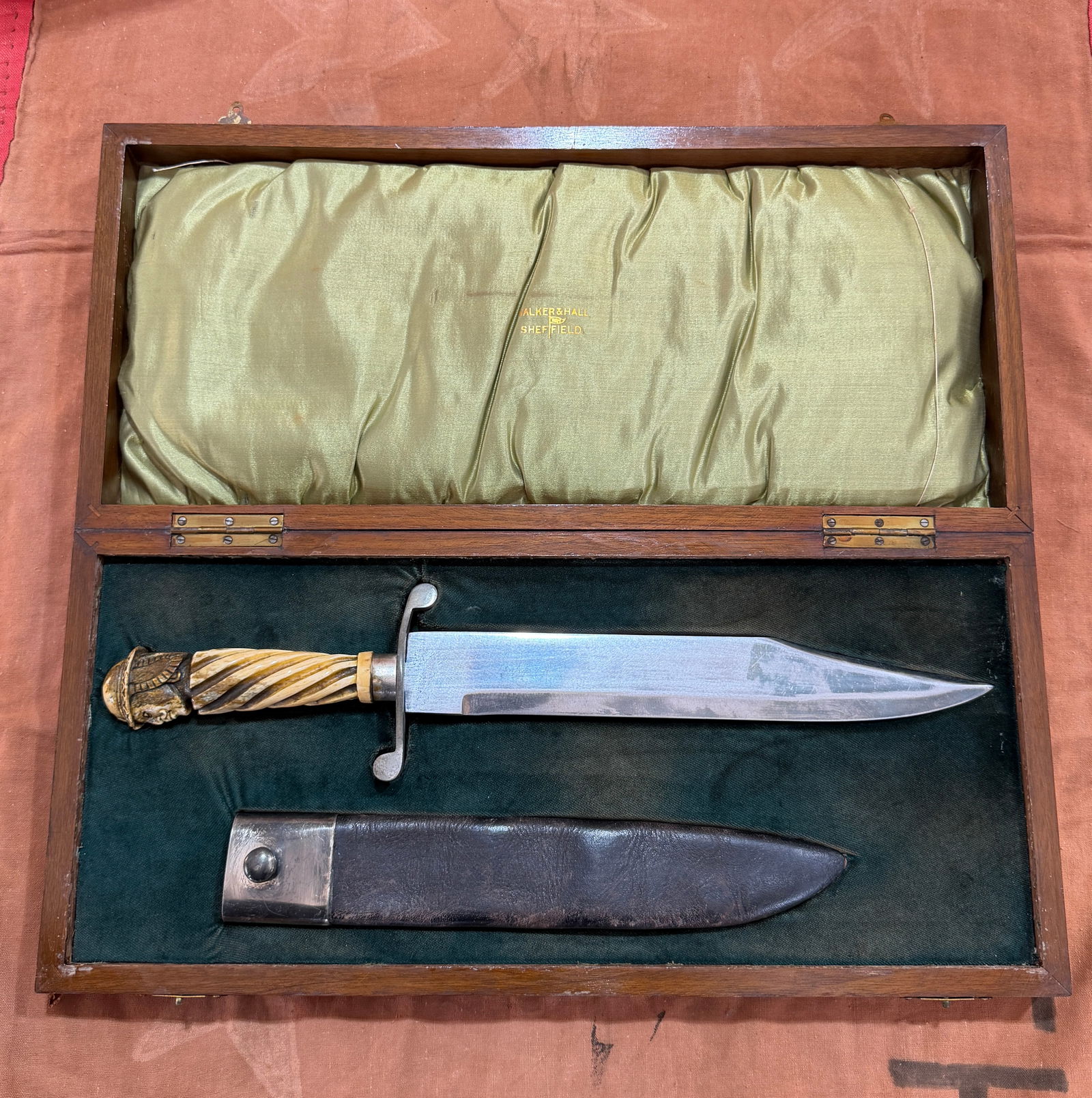 Civil War Presentation Bowie Knife by Walker & Hall, Sheffield Engraved Bone Handle (1 of 9)