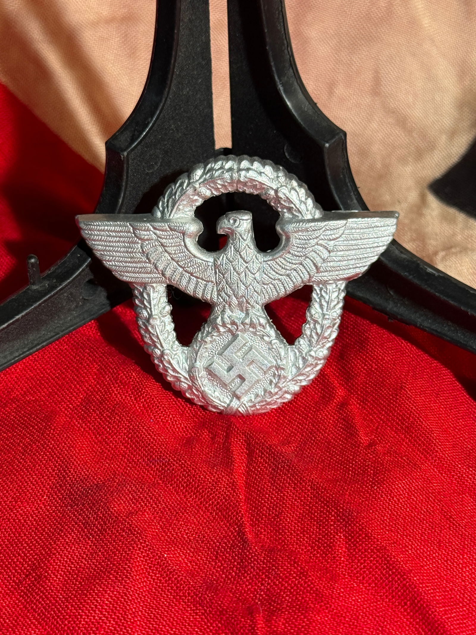 German Ordnungspolizei Cap Eagle and Wreath Insignia (World War II) (1 of 3)