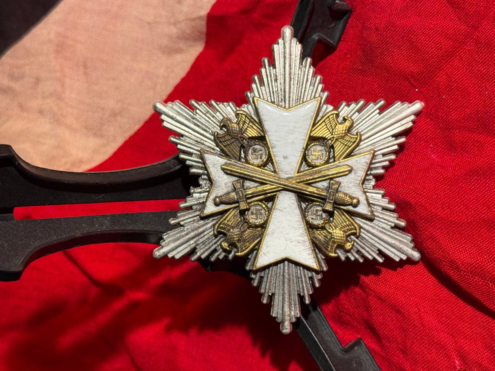 WW2 Breast Star of the Order of the German Eagle with Swords, Nazi Germany, c. 1937–1945: Breast star of the Order of the German Eagle, a diplomatic and state decoration instituted by Adolf Hitler in 1937 and frequently awarded to foreign officials and military leaders. The insignia featur