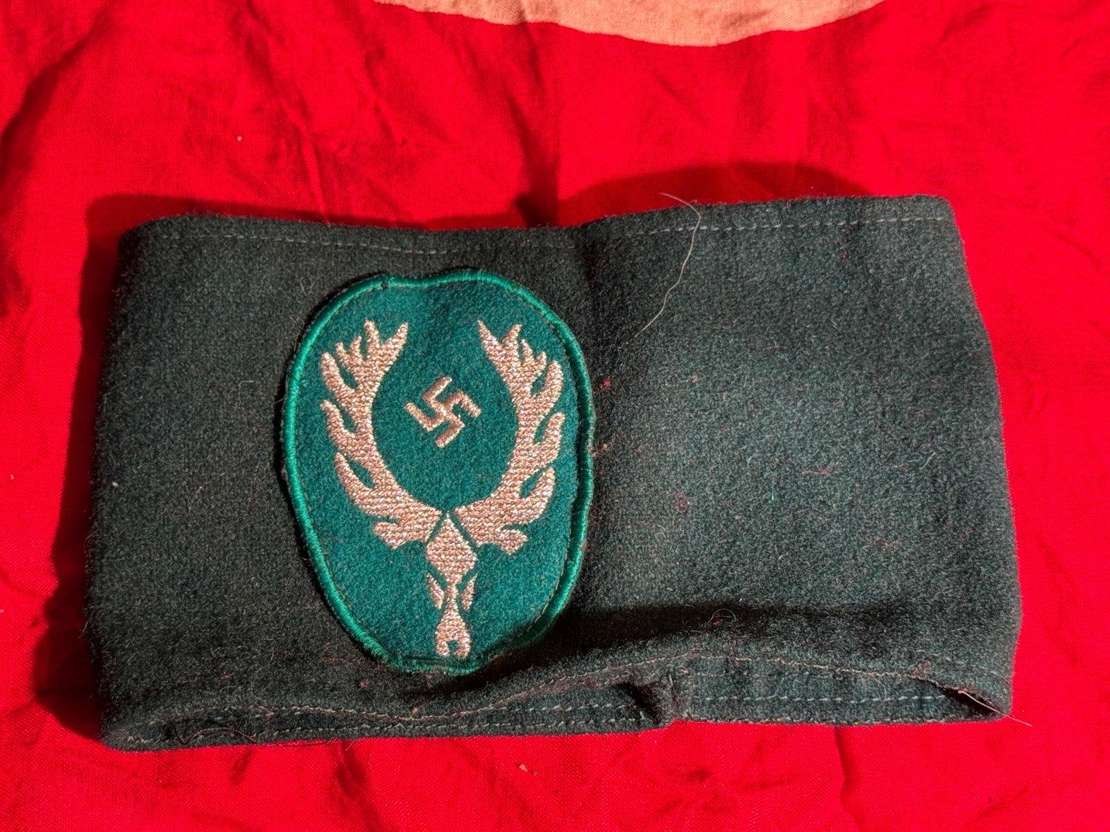 WW2 German Reichsforstverwaltung (German Forestry Service) Armband With RZM Paper Tag, Nazi Germany, (1 of 3)