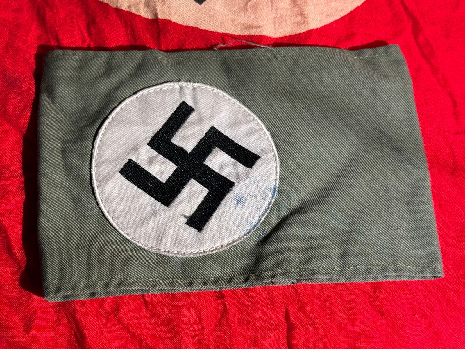 WW2 German Political Leader Armband (Green Variant), Nazi Party (NSDAP), With RZM Paper Tag (1 of 4)