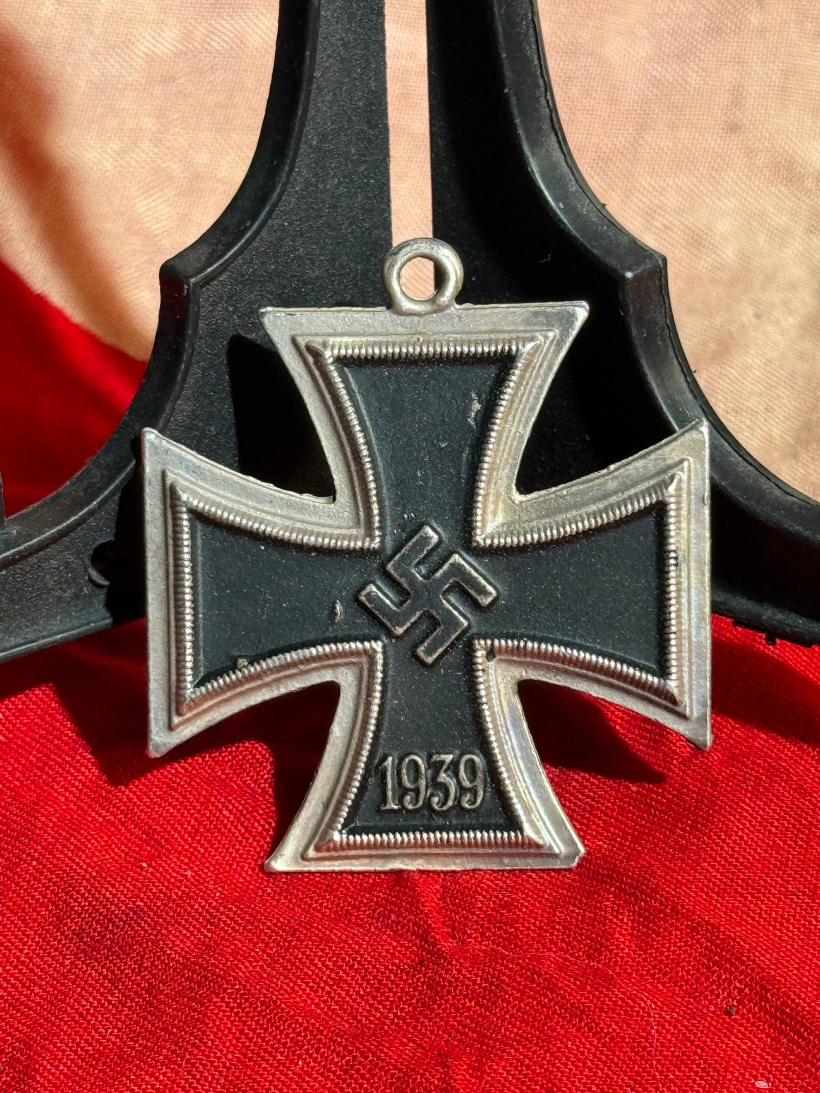 WW2 German Iron Cross, Second Class (Eisernes Kreuz II. Klasse), Nazi Germany, 1939: German Iron Cross, Second Class (Eisernes Kreuz II. Klasse) instituted on 1 September 1939 by Adolf Hitler at the outbreak of the Second World War. The decoration follows the traditional Prussian cros