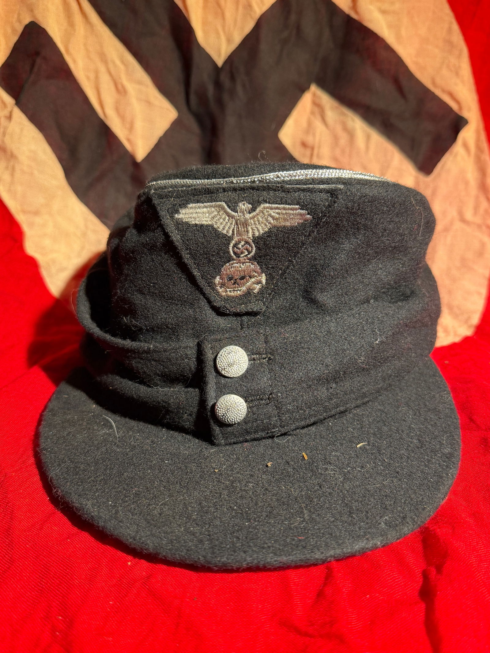 Waffen-SS M43 Field Cap (Einheitsfeldmütze), Germany, World War II With RZM Paper Tag (1 of 6)