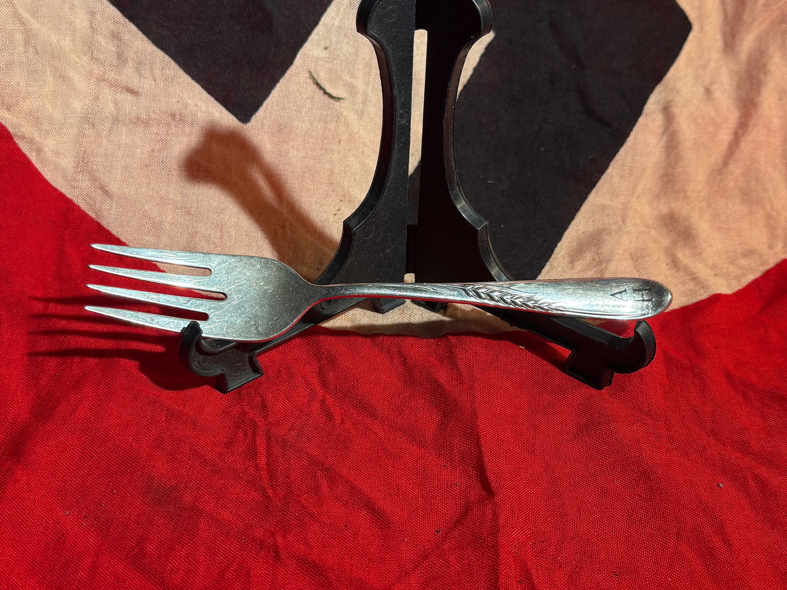 WW2 German Adolf Hitler "A.H." Marked Silver Dinner Fork: WW2 German Adolf Hitler "A.H." Marked Silver Dinner Fork. Shows good wear and use with a nice patina throughout. Note: In-house shipping is available on all items sold by us. We do combine shipping on