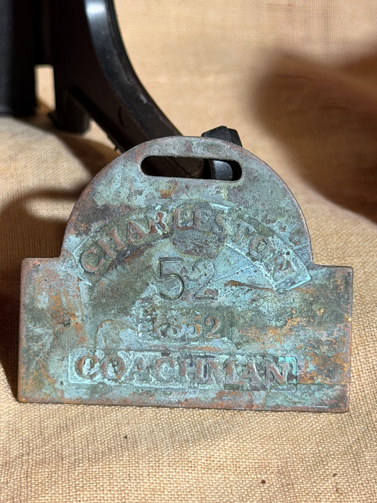 Slave Tag Servant Id Dated 1852 Coachman – Charleston #52 (1 of 3)